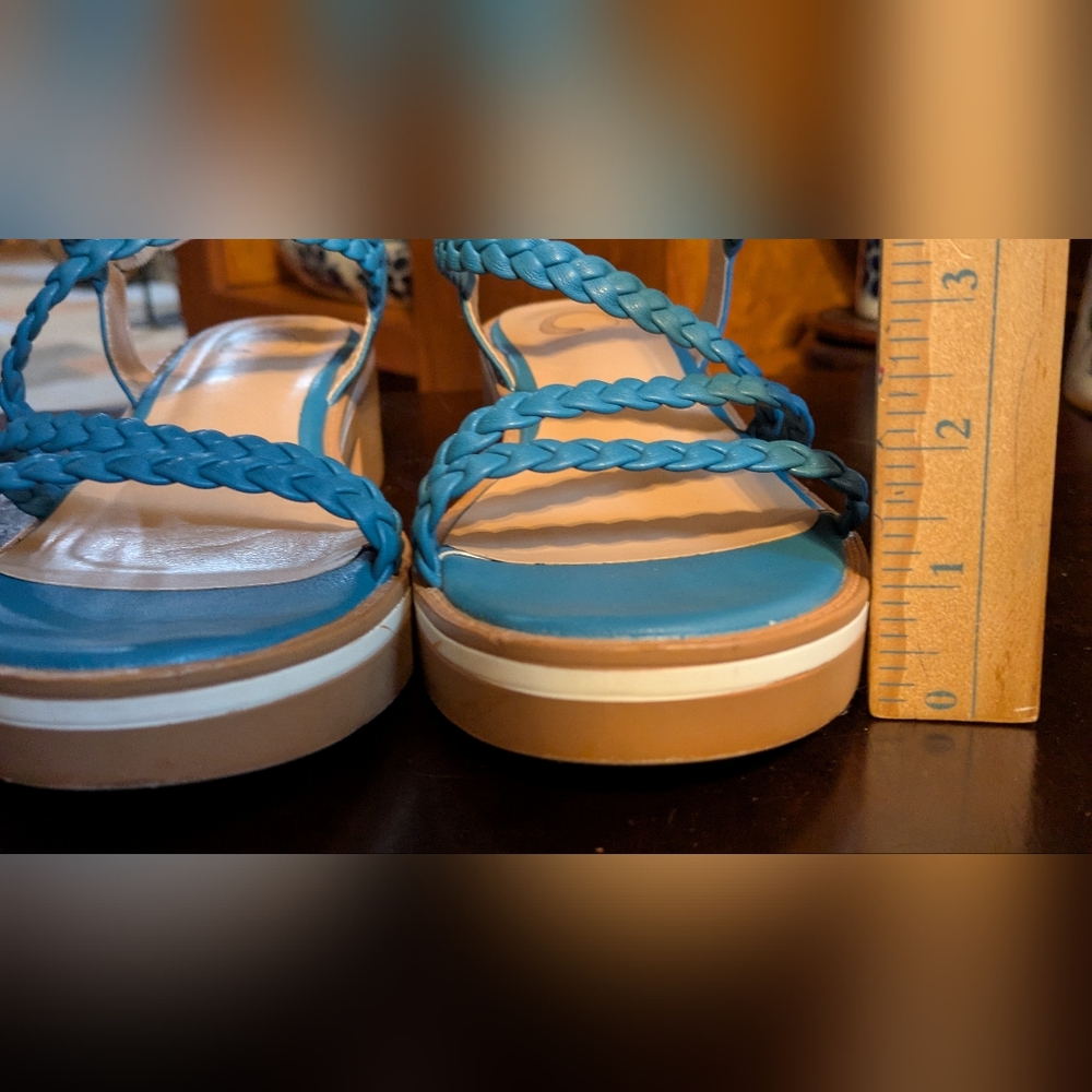 Journee Collection Blue Braided Strap Sandals. Size 7.5. - Picture 5 of 8